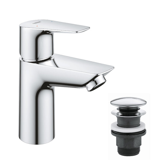 Grohe Start Edge Miscelatore Monocomando per Lavabo Taglia S, Cromo, Con piletta clic clac, mousser a bassa portata 3,5 l/min, Installazione veloce, 23898001