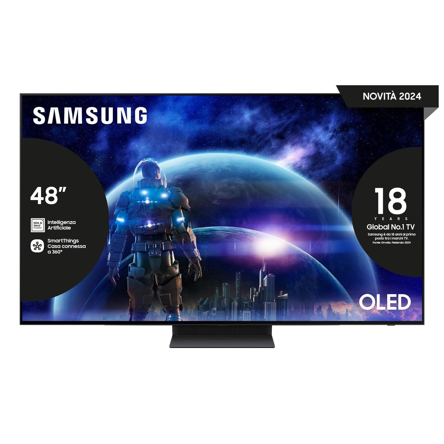 Samsung OLED TV 65" QE65S90DAEXZT, OLED HDR+, Upscaling AI 4K, Processore NQ4 AI GEN2, Motion Xcelerator 144Hz, Design LaserSLim, DVBT-2, Q-Symphony & Dolby Atmos, Black 2024