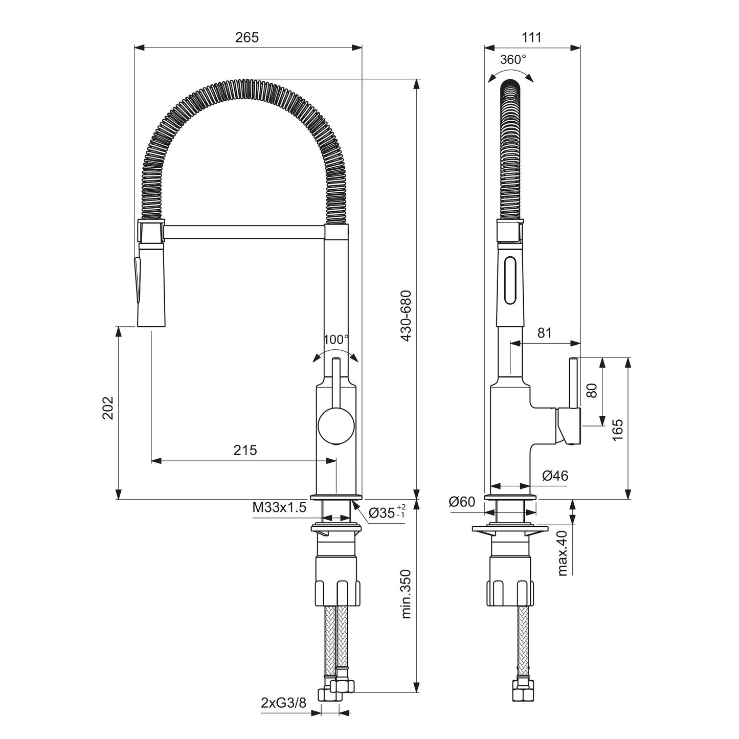 Ideal Standard BC302AA Ceralook - Rubinetto da cucina Semi Professional, Cromo