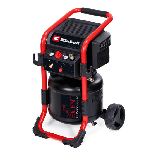 Einhell Compressore TE-AC 240/24 Silent (1500 W, max. 10 bar, serbatoio da 24 l, potenza di aspirazione 240 l/min, compressore silenziato da 70 dB, 2 manometri, riduttore di pressione)