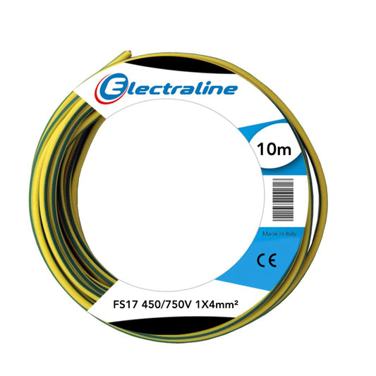 Electraline 13241 Cavo Unipolare FS17, 10 mt, sezione 1x4 mm² adatto per cablaggi di quadri elettrici, circuiti elettrici di ascensori, montacarichi