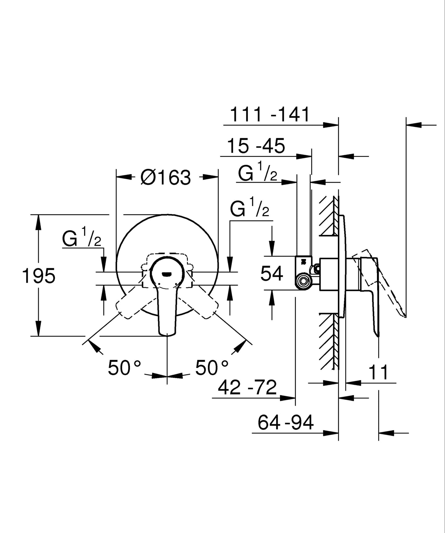 GROHE 32590002 Quickfix Start, Miscelatore Monocomando per Doccia, Cromo