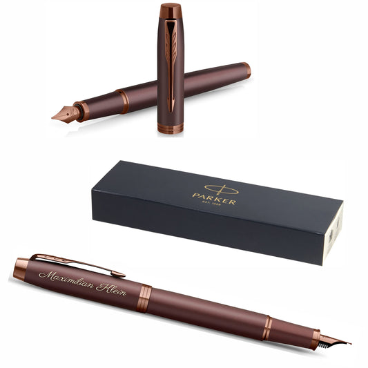 PARKER IM - Penna stilografica monocromatica con incisione | penna premium | confezione regalo | pantrone blu | elegante | regalo personalizzato | nome | inciso | anniversario (Burgundy)