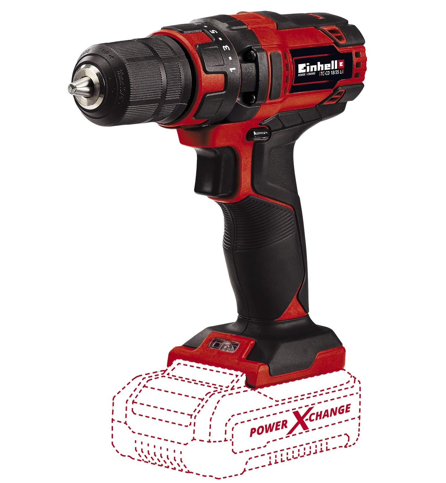 Einhell TC-CD 18/35 Li-Solo Trapano avvitatore a batteria ( giri al min. 0-550, torsione 35 Nm, senza batteria e caricabatteria)