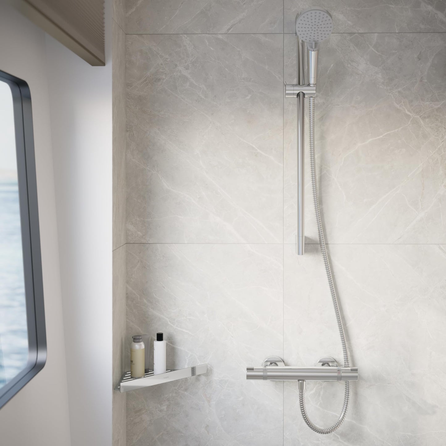 hansgrohe Ecostat Comfort - Miscelatore termostatico per doccia esterno, Rubinetto termostatico con blocco di sicurezza (SafetyStop) a 40° C, Termostato per doccia, 1 utenza, cromo, 13116000