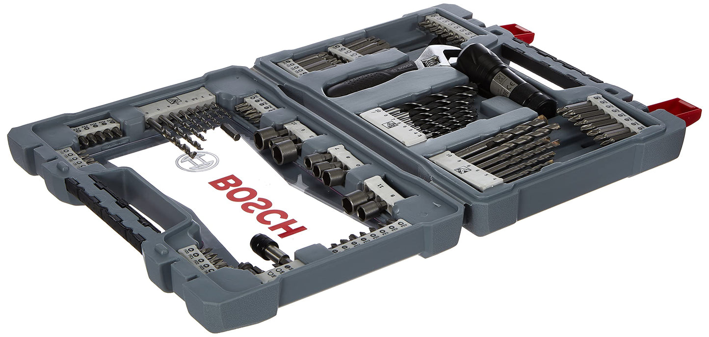 Bosch 91 Pezzi Set Bit/Punte Premium X-Line , per Calcestruzzo, Piastrelle, Avvitatore a Cricchetto