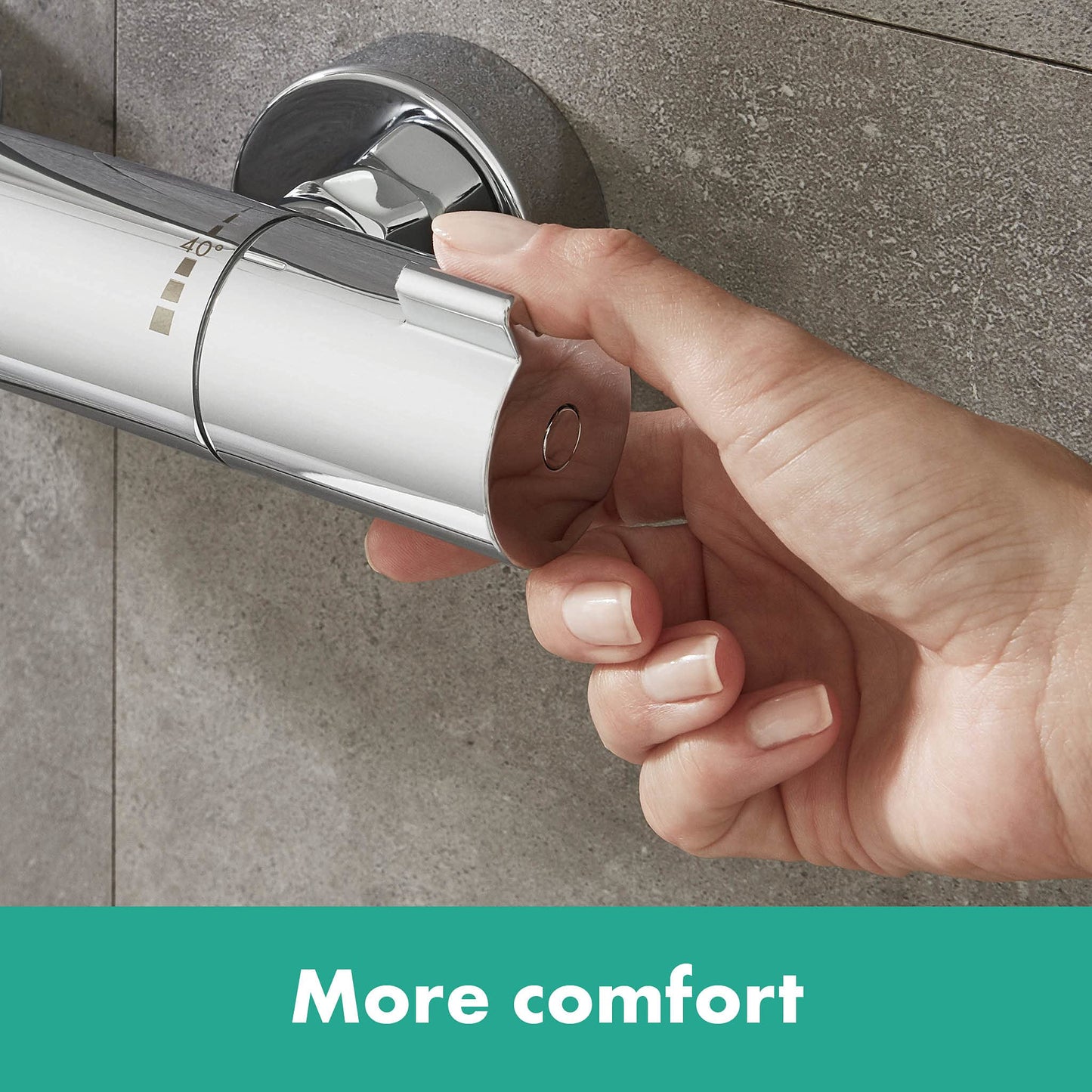 hansgrohe Ecostat - Miscelatore termostatico per doccia esterno, Rubinetto termostatico con blocco di sicurezza (SafetyStop) a 40° C, Termostato per doccia, 1 utenza, cromo, 13211000