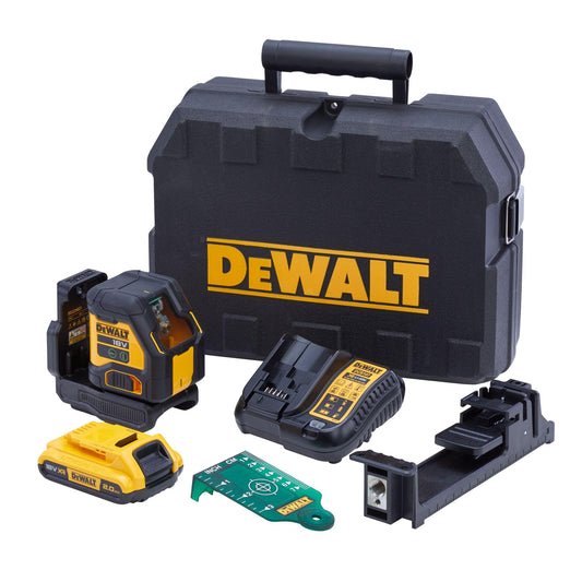 DEWALT DCLE34021D1-QW, Livella Laser a Croce Autolivellante Verde con Batteria 18 V Li-Ion 2 Ah, Autonomia 16 h