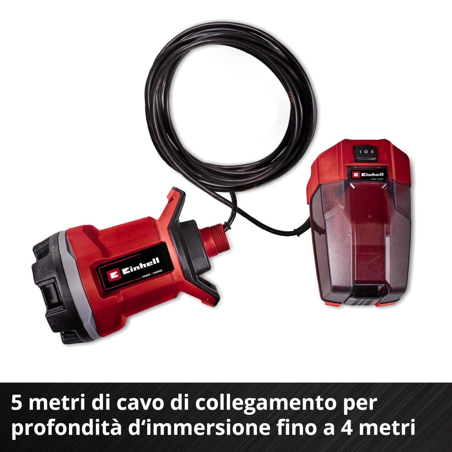 Einhell Pompa per acque scure a batteria GE-DP 18/25 Li-Solo Power X-Change (18 V, 7.500 l/ora, prevalenza di 5 metri, modalità ECO e BOOST, batteria esclusa)