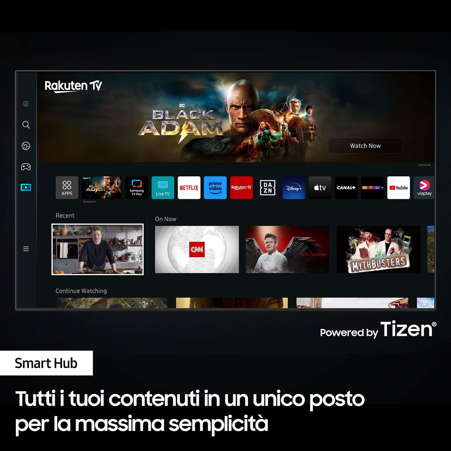 Samsung TV UE65CU7090UXZT Crystal UHD 4K, Smart TV 65", Crystal Processor 4K, Slim Look, Q-Symphony e OTS Lite, DVBT-2, Integrato con Bixby, compatibile con Alexa e Google Assistant, Black [2024]