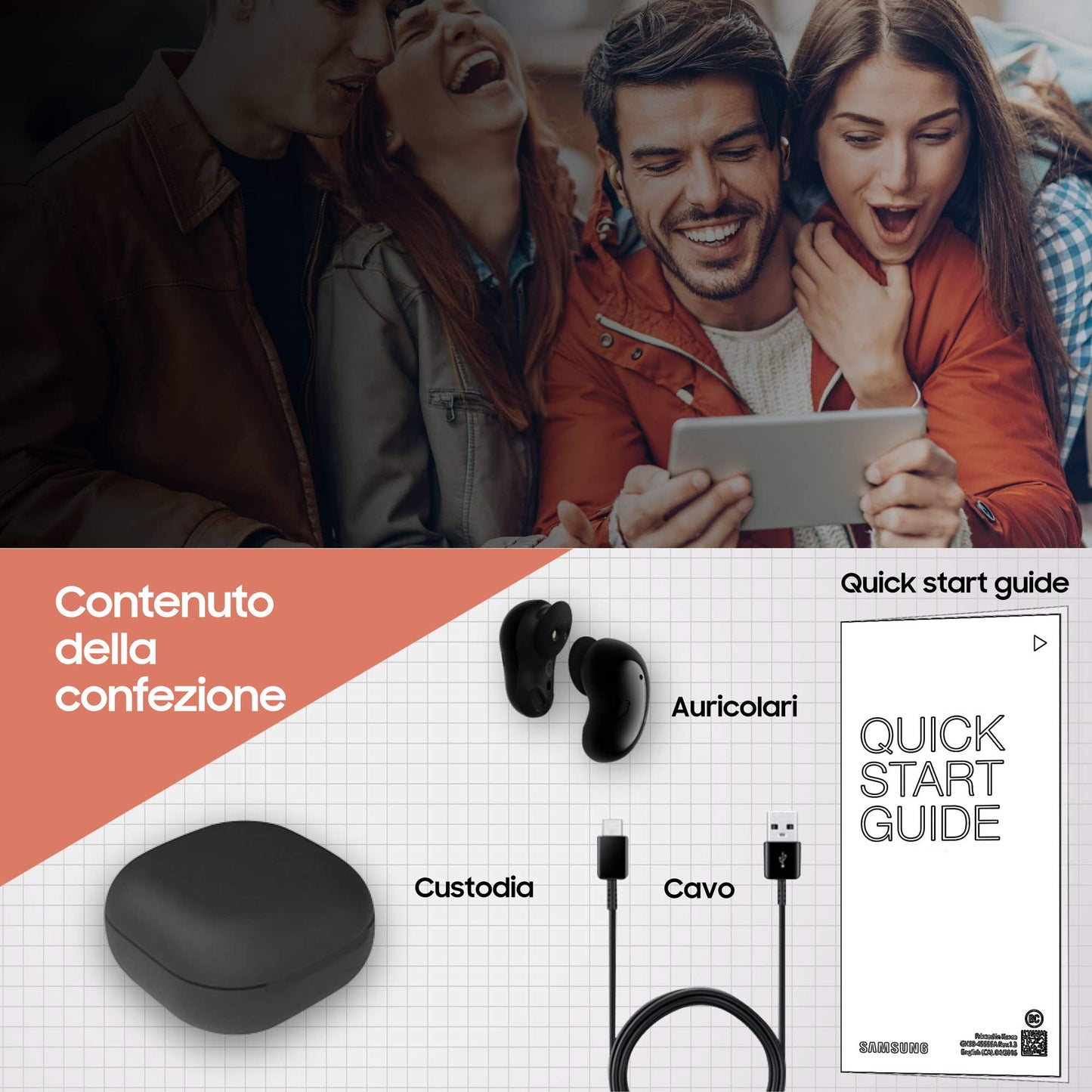 Samsung Galaxy Buds Live Auricolari True Wireless Open-type senza tappi In-Ear, Tre Microfoni, Controlli Touch, Ricarica Wireless, Cancellazione attiva del rumore, Nero [Versione Italiana]