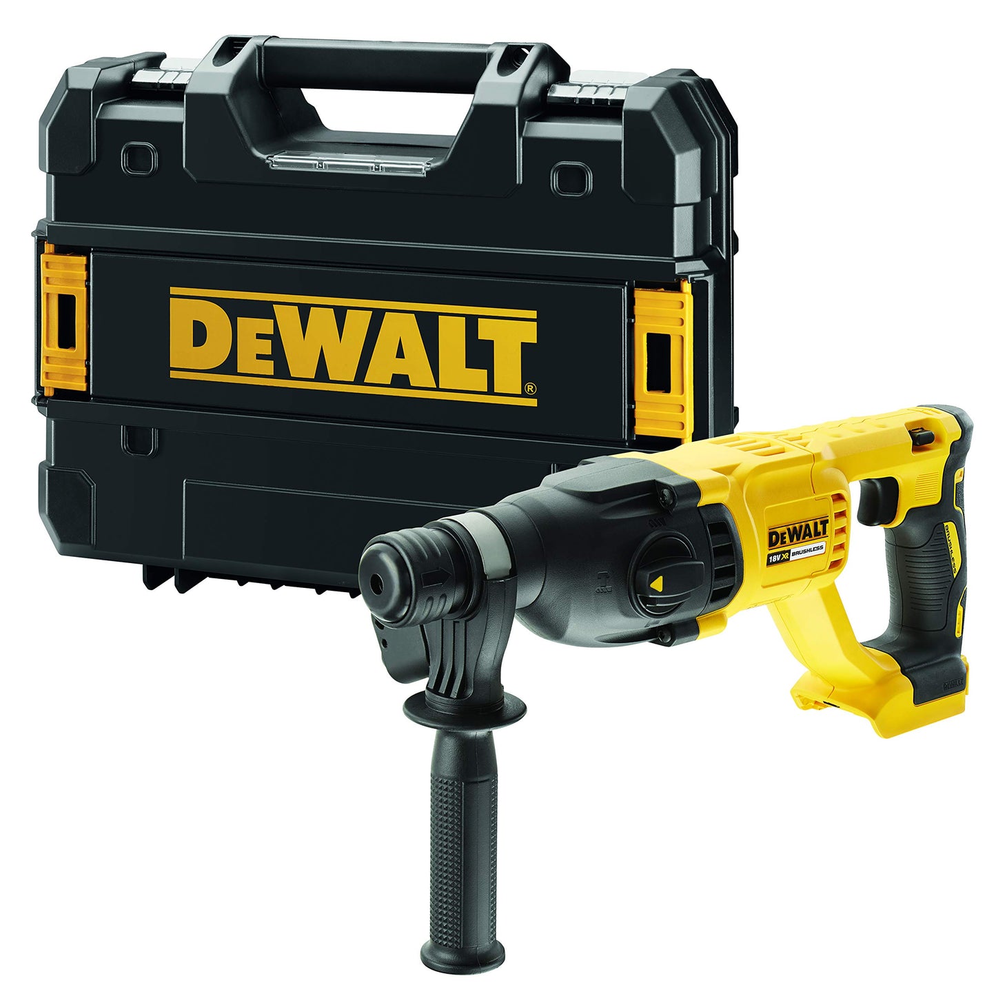 DeWalt Martello Elettropneumatico Brushless XR 18V SDS-Plus 2.6J senza caricabatteria/batteria con custodia TSTAK, Multicolore