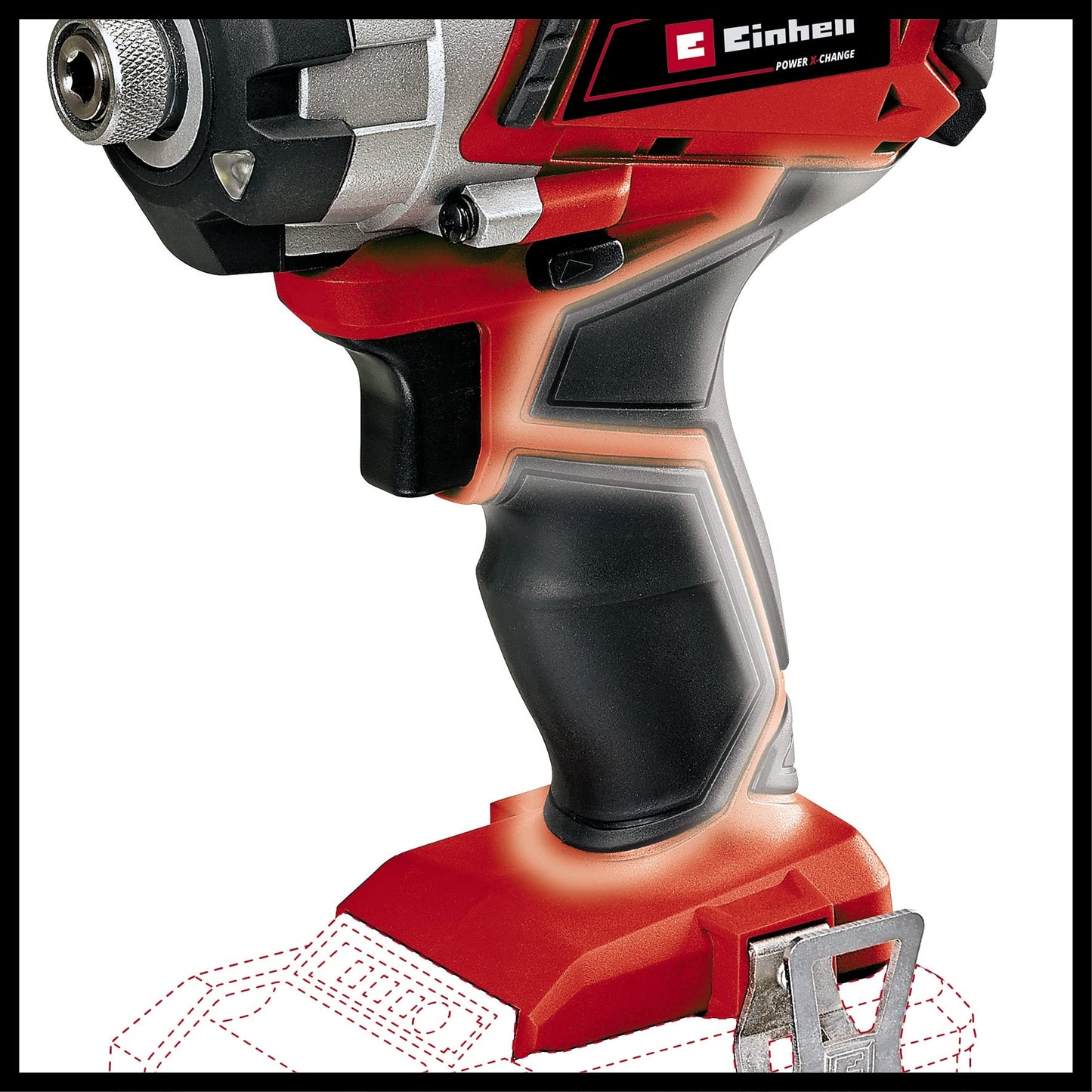 Einhell TE-CI 18/1 Li-Solo Avvitatore a impulsi a batteria Power X-Change (18V, giri al min. 0-2300, torsione 140Nm, attacco bits esagonale, 3 luci, senza batteria e caricabatteria)