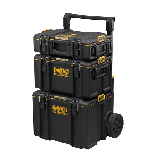 DEWALT DWST83402-1 - TOUGH SYSTEM TOWER - Kit composto da DS450 Vasca con ruote + DS300 Cassetta portautensili con vaschetta amovibile + DS150 Cassetta Organizer portaminuterie