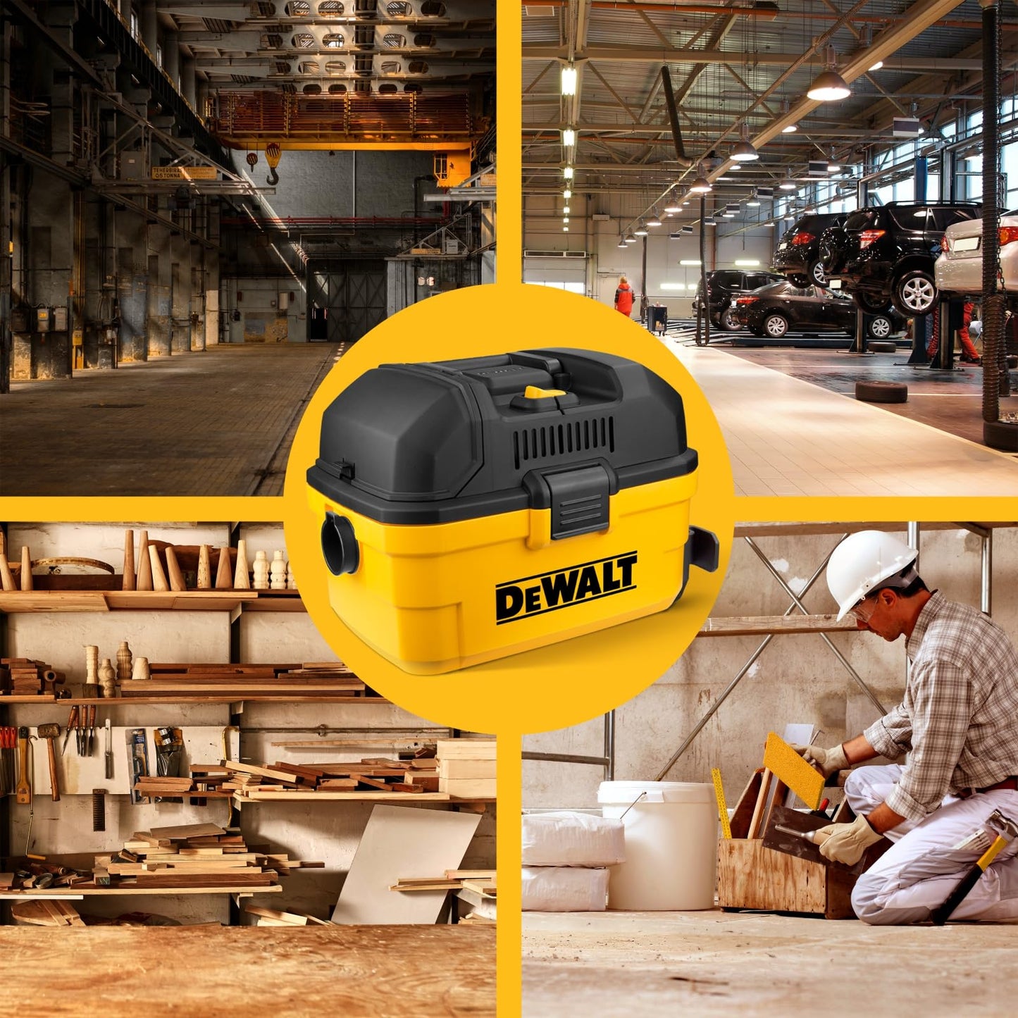 DEWALT DXV15T, Toolbox 15L Wet/Dry Vac, Giallo/Nero