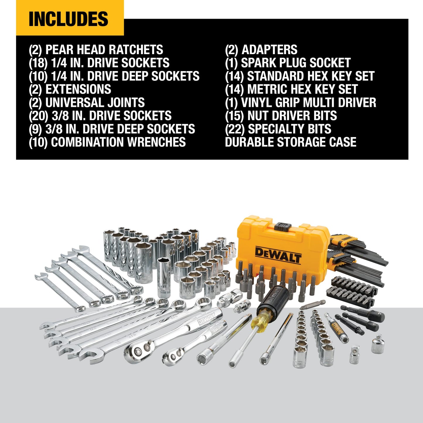 DeWalt DWMT73802 Mechanics Tool kit set con custodia (142 pezzi)