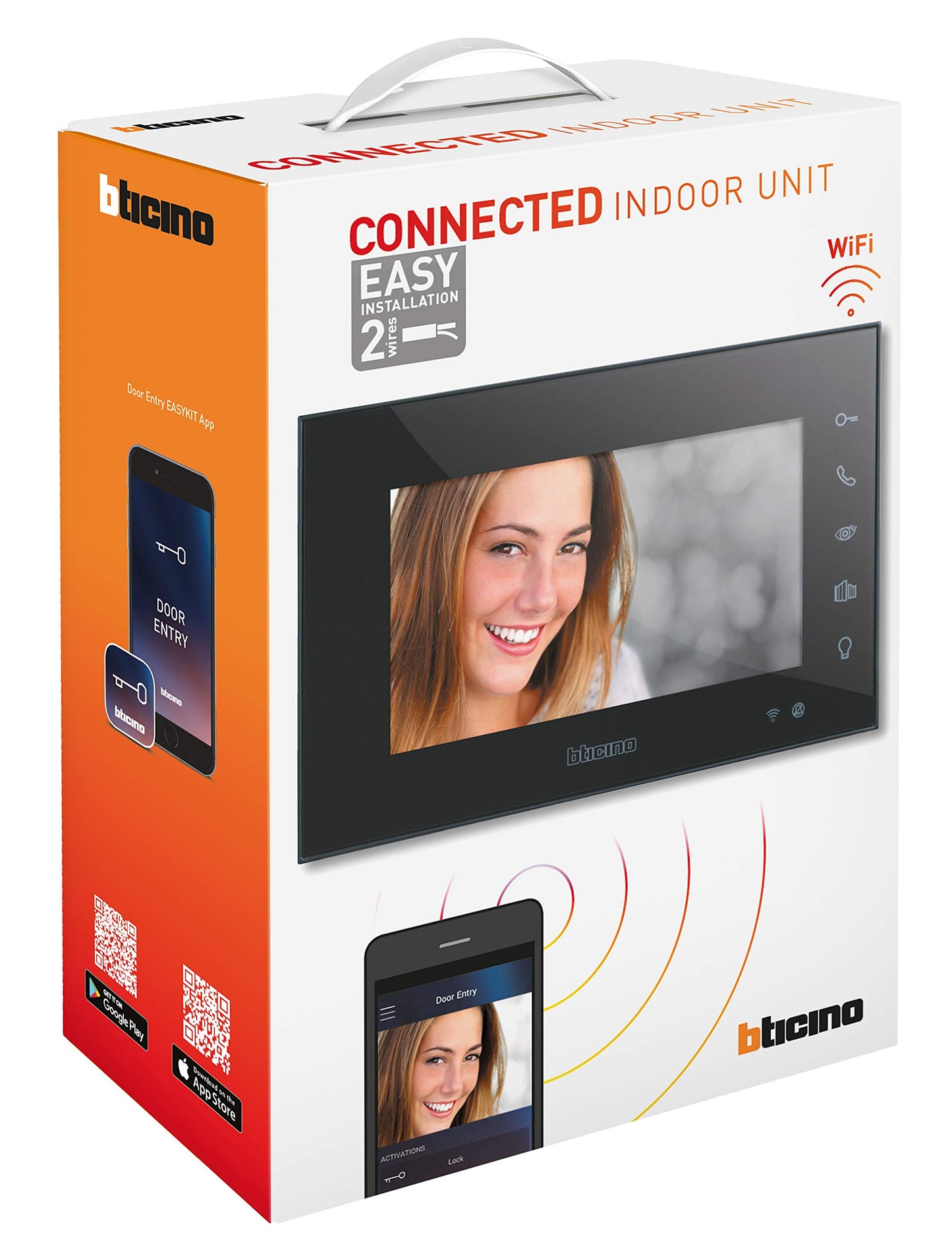 Bticino 332855 VIDEOCITOFONO WIFI MONITOR INTERNO SMART, 2 fili, Display 7'" a Colori con Vivavoce, Spina Plug-In, Touch Screen, Controllo da App, Ideale come Secondo Display per Case Bifamiliari,Nero