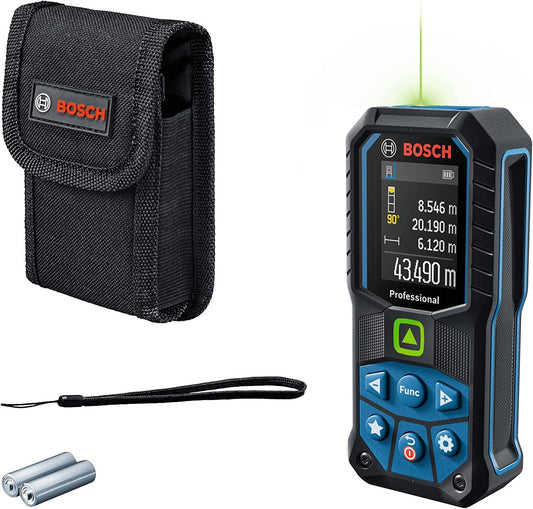 Bosch Professional Distanziometro laser GLM 50-23 G (laser verde, sensore di inclinazione, campo misura: fino a 50 m, robusto, IP65, ± 1,5 mm*, 2 batterie AA, tracolla, sacchetto)