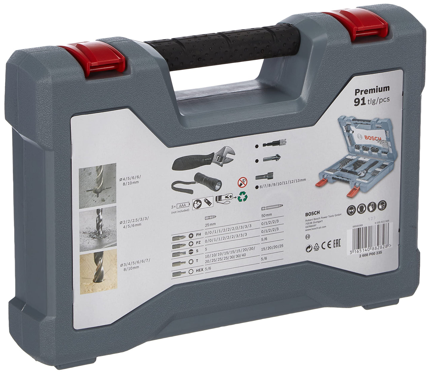 Bosch 91 Pezzi Set Bit/Punte Premium X-Line , per Calcestruzzo, Piastrelle, Avvitatore a Cricchetto