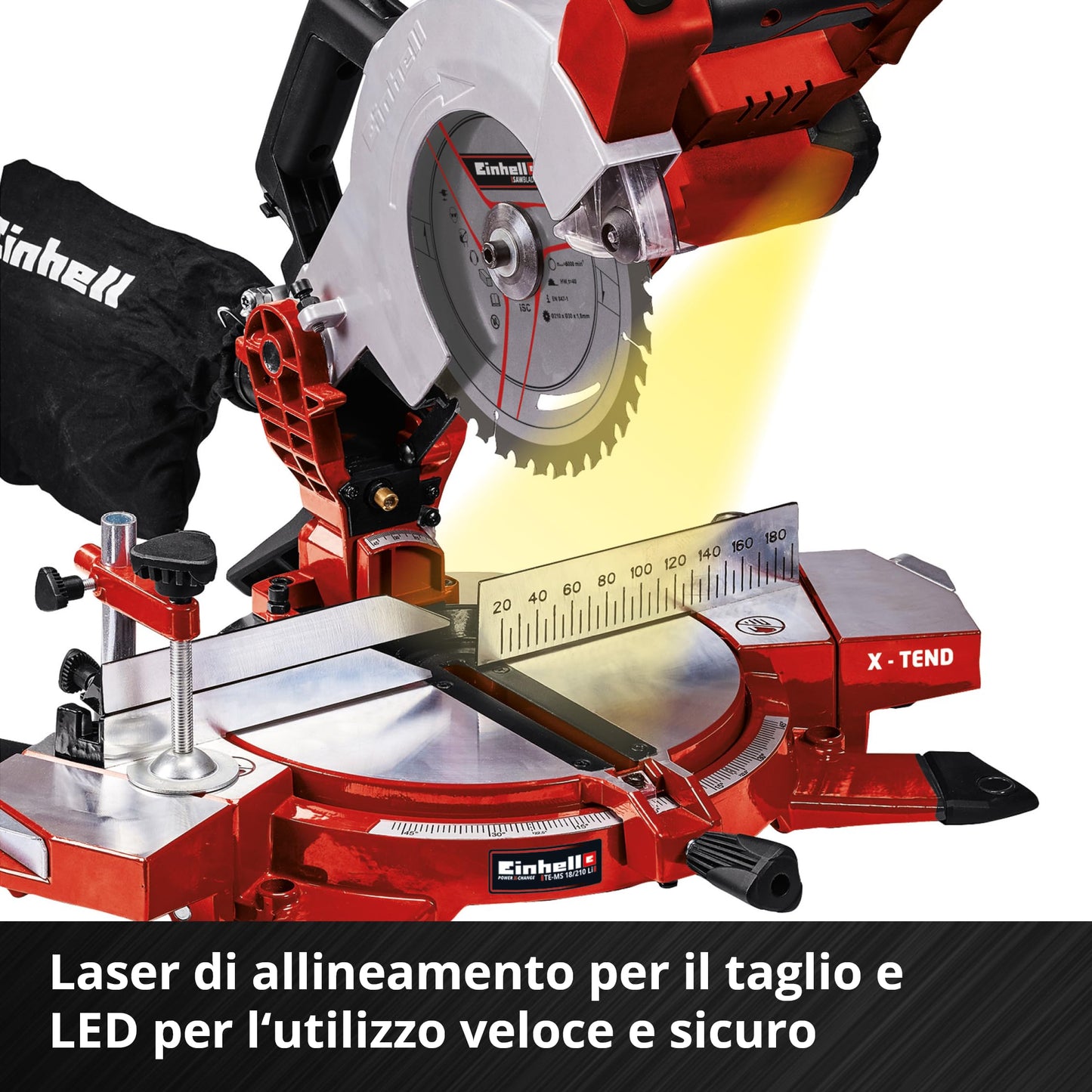 Einhell Troncatrice TE-MS 18/210 Li - Solo Power X-Change (Li-Ion, 18 V, 3000/min, lama in metallo duro, senza batteria e caricabatteria)