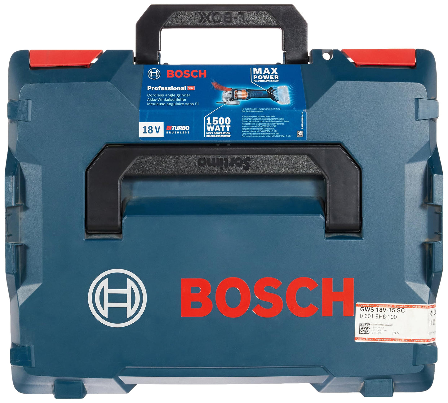 Bosch Professional BITURBO smerigliatrice angolare a batteria GWS 18V-15 SC (diametro mola 125 mm, con mod. Connectivity, velocità preimpostabili, batteria non incl., in valigetta L-BOXX 136)