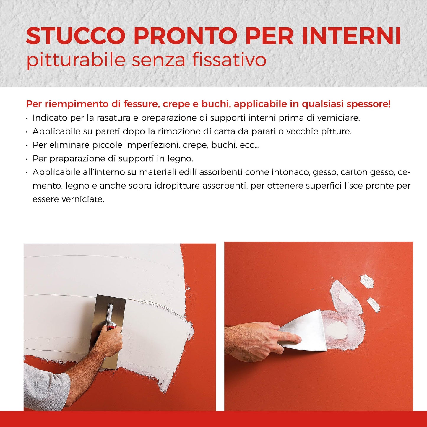 Aguaplast Alto Standard stucco bianco pronto all'uso per muro. Qualità superiore, per interni, pareti e soffitti. Liscio bianco 1kg (Confezione da 2)