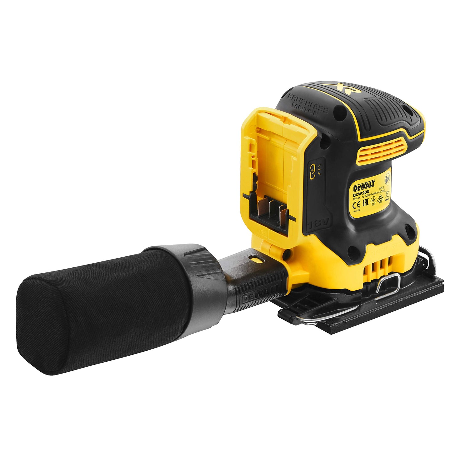 DEWALT Levigatrice orbitale 1/4 di foglio 18V, DCW200NT-XJ