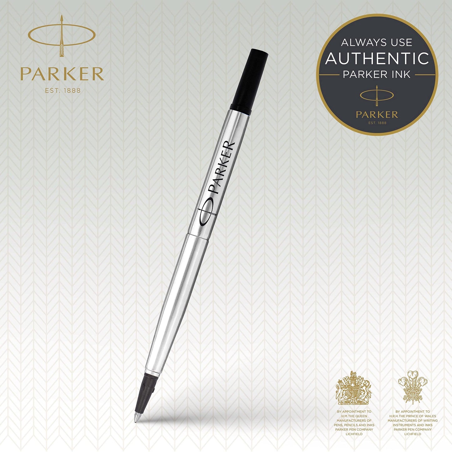 PARKER IM penna roller | Nero opaco con finiture nere | Punta fine con ricarica di inchiostro nero | Confezione regalo & ricarica per penna roller, punta media, nero, confezione da 2