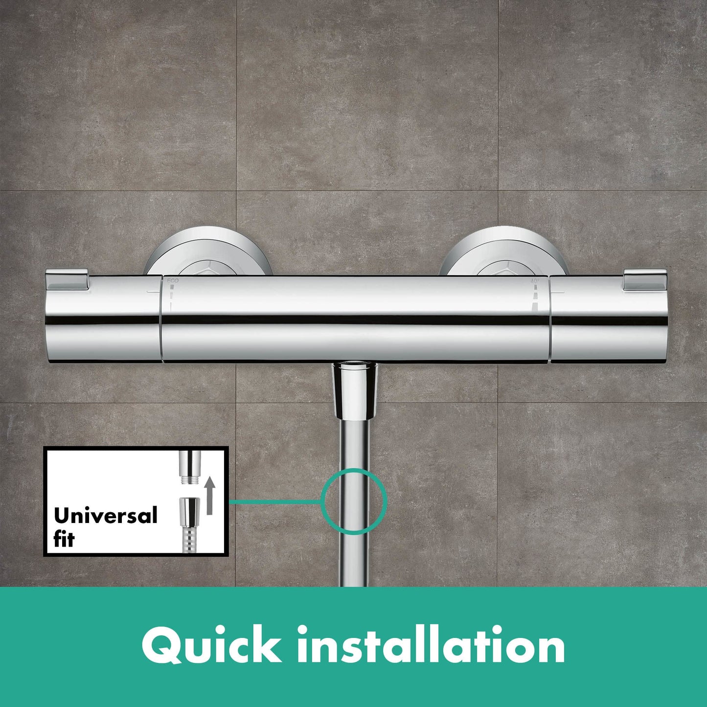 hansgrohe Ecostat - Miscelatore termostatico per doccia esterno, Rubinetto termostatico con blocco di sicurezza (SafetyStop) a 40° C, Termostato per doccia, 1 utenza, cromo, 13211000