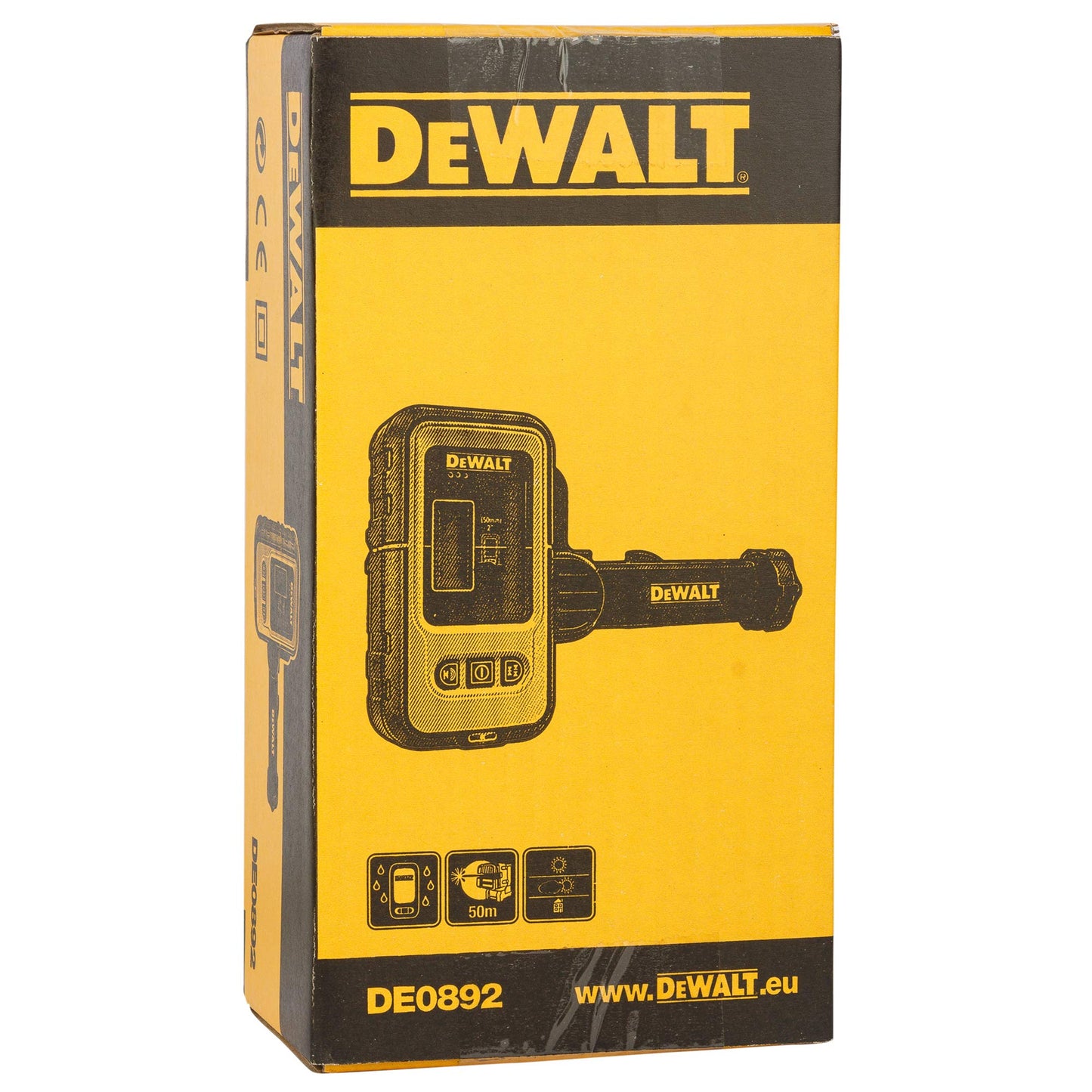 DEWALT DE0892 - Ricevitore/Rilevatore Laser, per DW088 e DW089, 50 metri portata, maneggevolezza, custodia resistant all'umidità e agli schizzi, display LCD