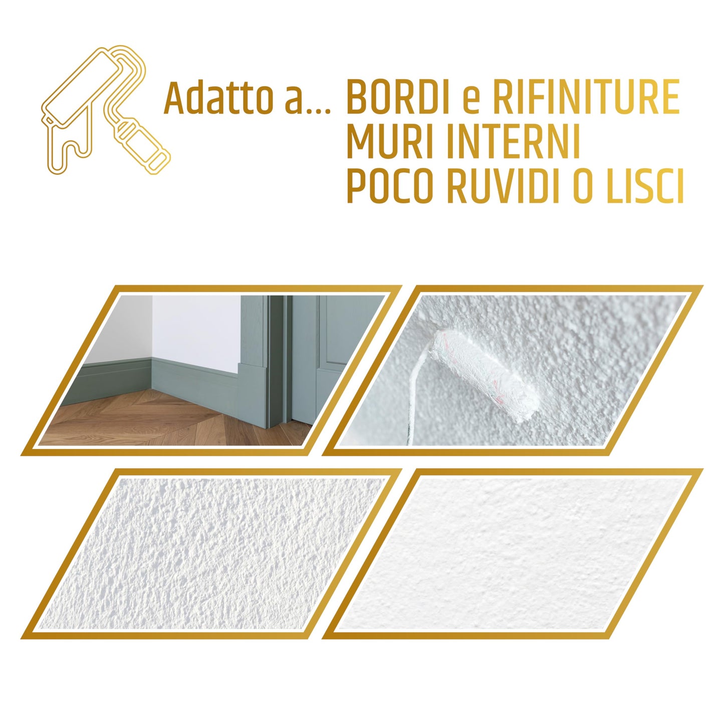 PENNELLIFICIO 2000 | Rullo per Bordi, Rullino Pittura, in Tessuto Poliammide, con Manico, per Interni, Idropitture, Larghezza 10 cm – Made in Italy