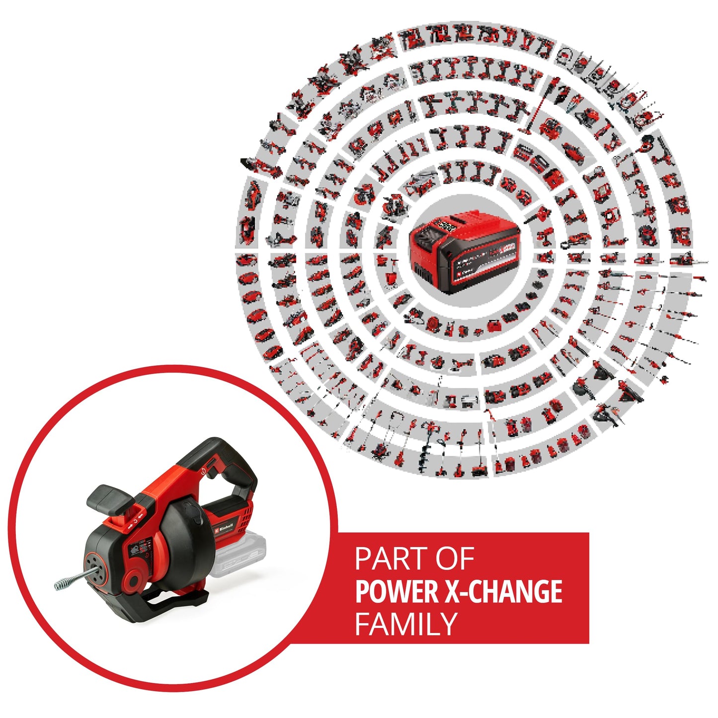 Einhell Detergente per tubi a batteria TE-DA 18/760 Li-Solo Power X-Change (18 V, Li-Ion, spirale di pulizia lunga 7,6 m, adatto per tubi di diametro 16-55 mm, fornito senza batteria e caricatore)