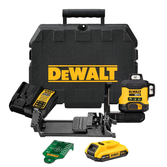 DEWALT DCLE34031D1 laser multilinea cordless a 360°verde(autolivellante, precisione +/- 3 mm 10m,compatibile con batterie XR da 18 V,inclusa batteria e caricabatterie, staffa da parete, target verde)