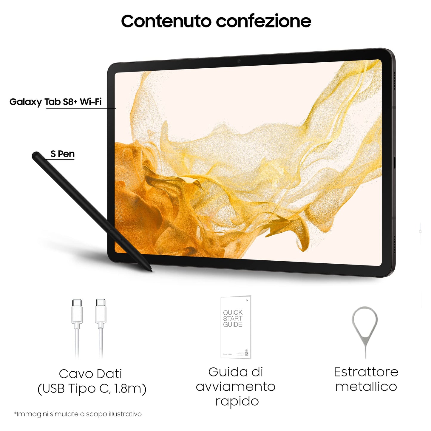 Samsung Galaxy Tab S8+ Tablet Android 12.4 Pollici Wi-Fi RAM 8 GB 256 GB Tablet Android 12 Graphite [Versione italiana] 2022