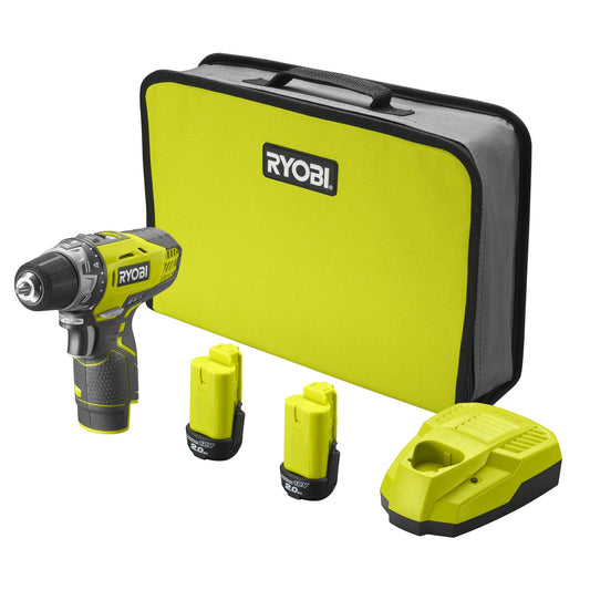 Ryobi R12DD-220S Trapano avvitatore a batteria 12V, 2 velocità, 2 batterie da 2.0Ah