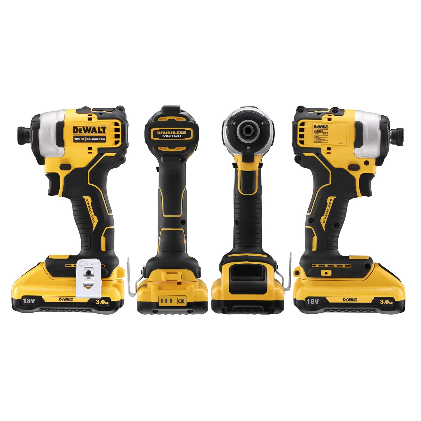 DEWALT DCF809L2T-QW - Avvitatore a impulsi XR 18V 1/4" 190Nm senza spazzole con 2 batterie agli ioni di litio da 3,0Ah con custodia TSTAK