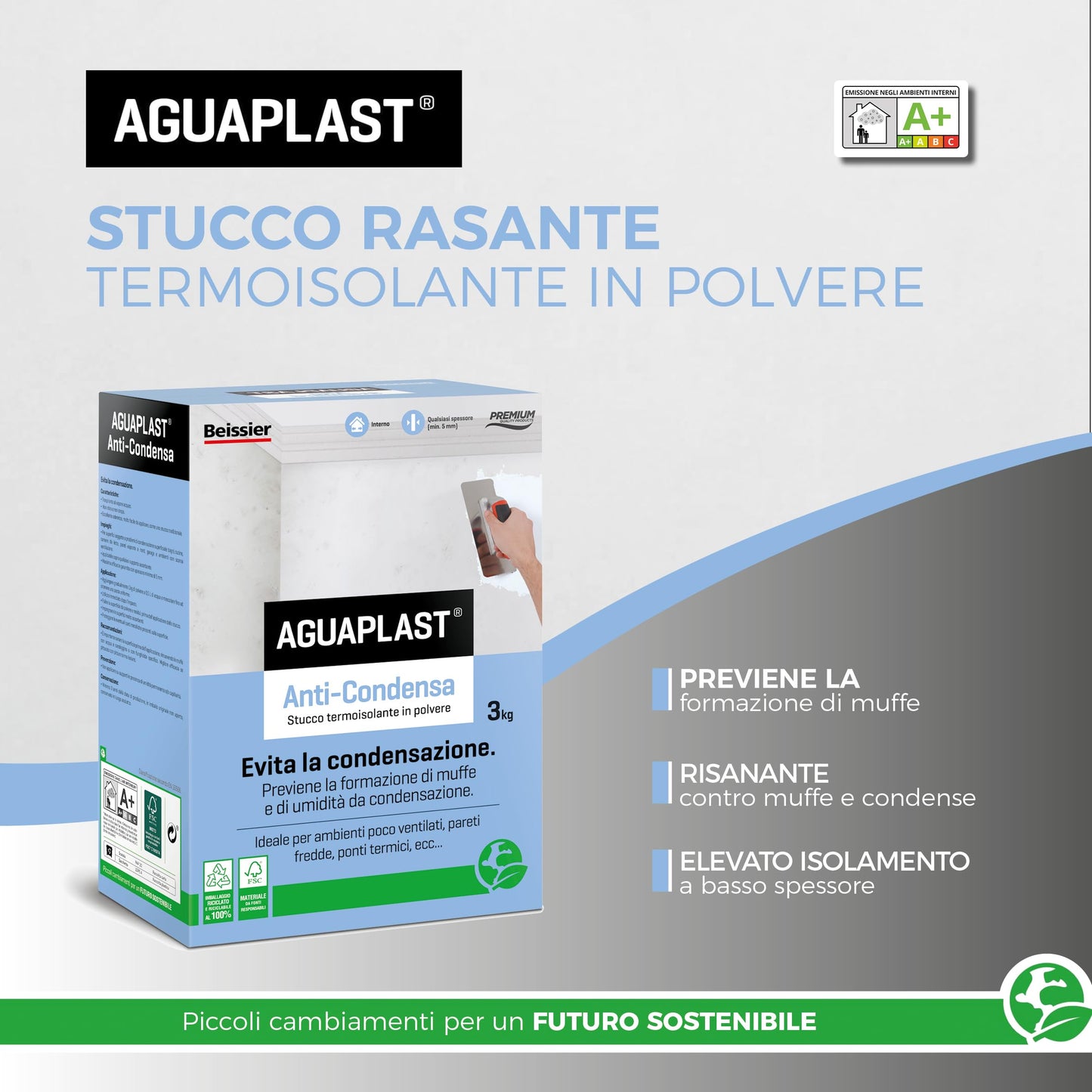 Aguaplast Anticondensa stucco temoisolante per problemi di muffa e condensa 3kg