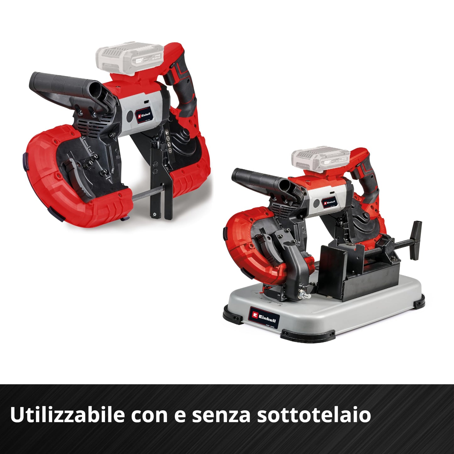 Einhell Sega a nastro per metallo a batteria TE-MB 18/127 U Li-Solo Power X-Change (18 V, altezza di taglio 115 mm, larghezza di taglio 127 mm, telaio inferiore, incl. 2 lame a nastro, senza batteria)