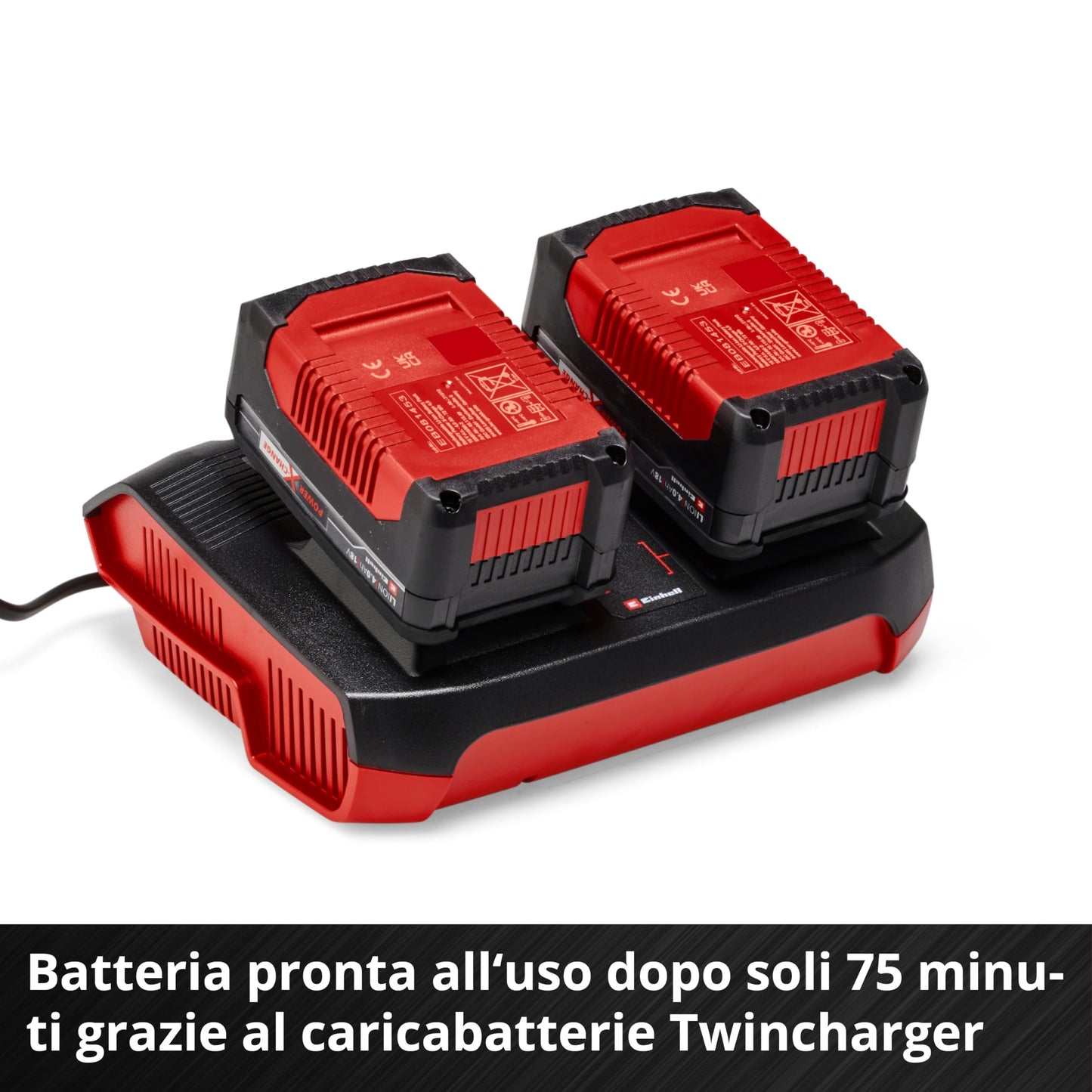 Originale Einhell Starter kit 2 batterie da 4,0 Ah e Twincharger Power X-Change (Li-Ion, 18 V, 75 minuti di ricarica, adatto a tutti i dispositivi Power X-Change)