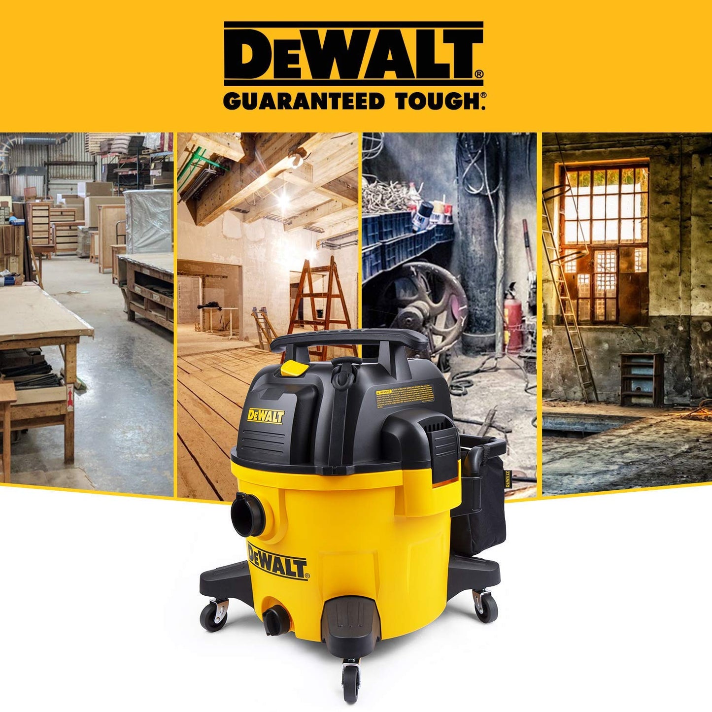 DeWALT EUDXV34P Aspirapolvere a Umido e Secco da 34 l, Poliestere, Giallo