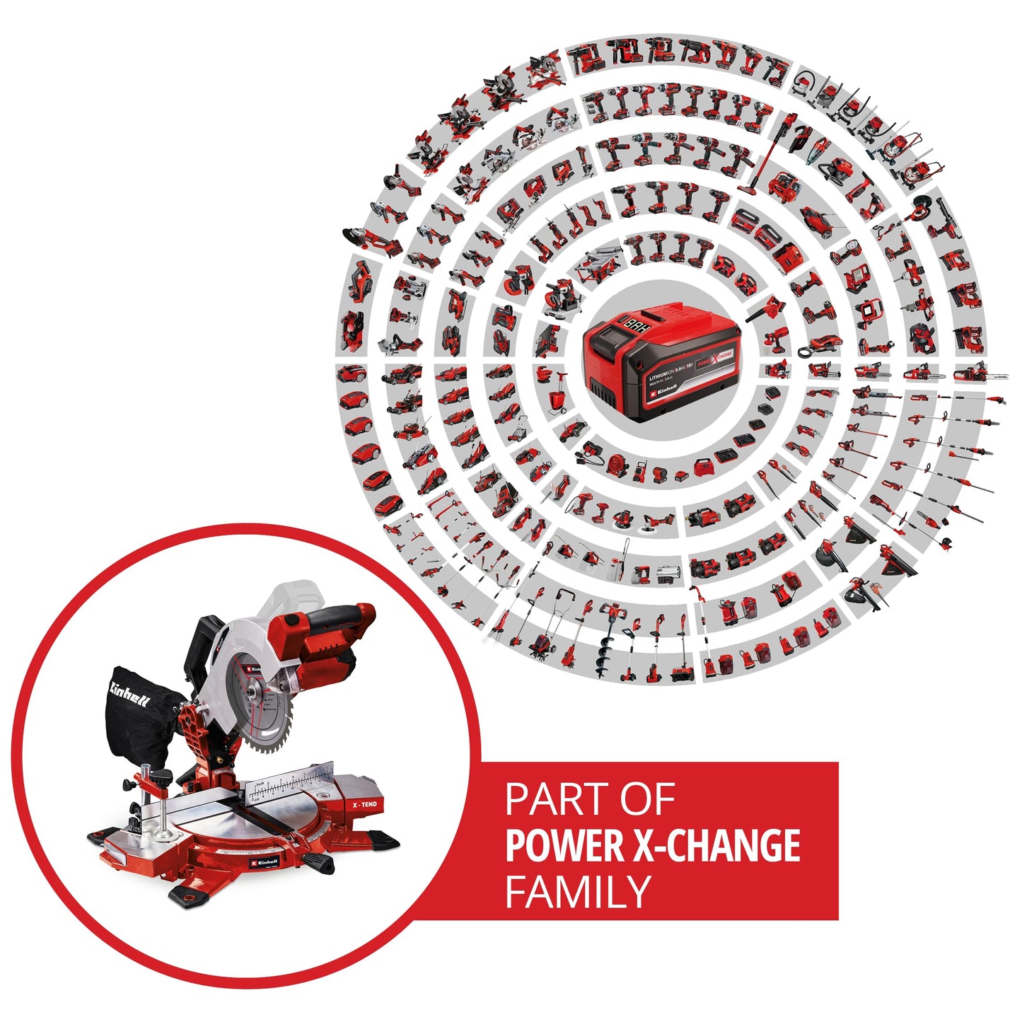 Einhell Troncatrice TE-MS 18/210 Li - Solo Power X-Change (Li-Ion, 18 V, 3000/min, lama in metallo duro, senza batteria e caricabatteria)