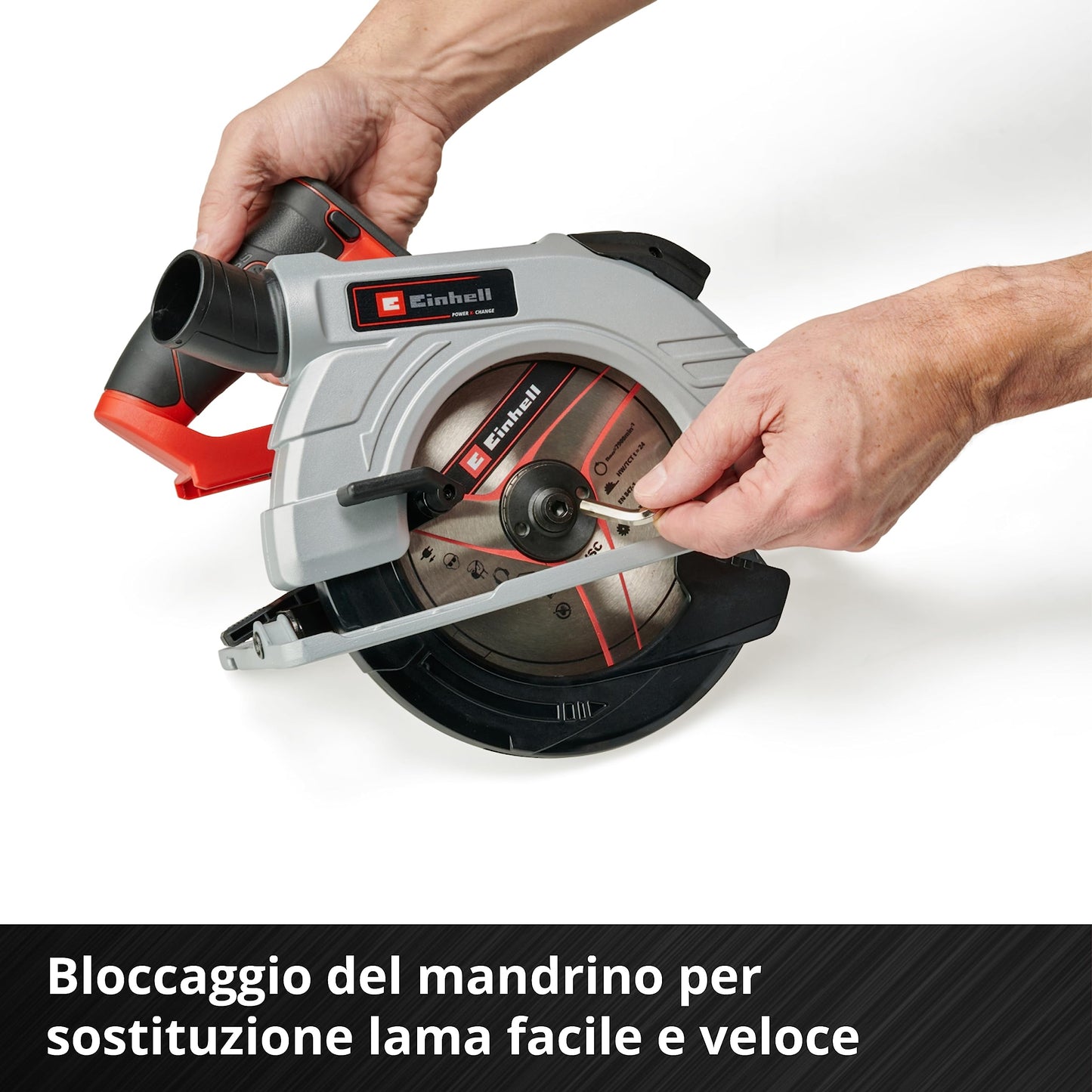 Einhell Sega circolare a batteria TE-CS 18/190 Li BL - Solo Power X-Change (18V, giri al min. 3800, lama Ø190 x Ø20,taglio max 65 mm, luce led, senza batteria e caricabatteria)