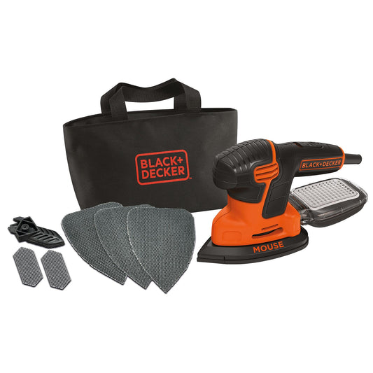 BLACK+DECKER, Levigatrice Mouse® 120W in borsa multiuso con 6 accessori KA2000-QS