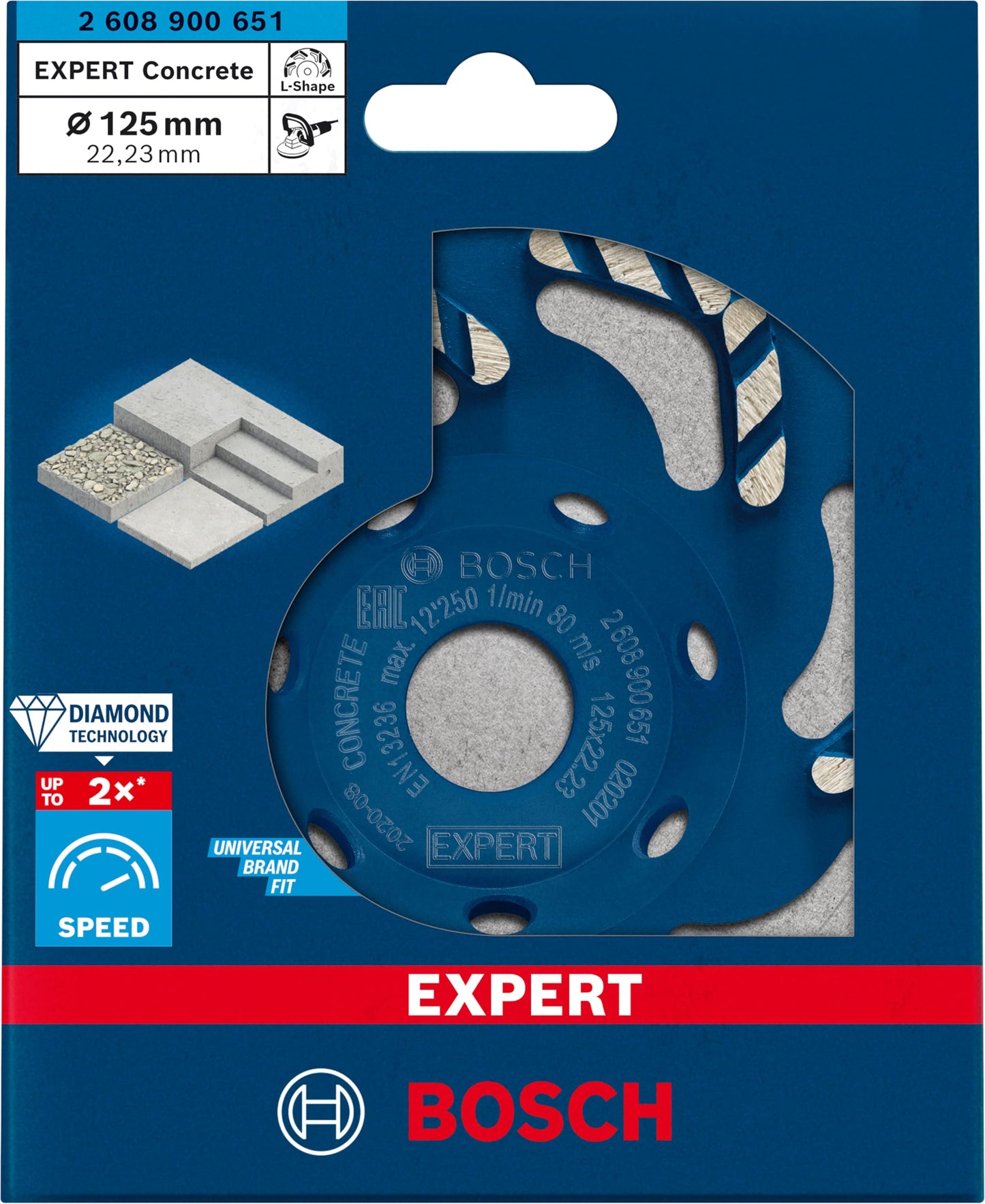 Bosch Professional 1x Mole a Tazza diamantata Expert ConcRete per Calcestruzzo, Ø 125 mm, Accessorio Levigatrice per calcestruzzo