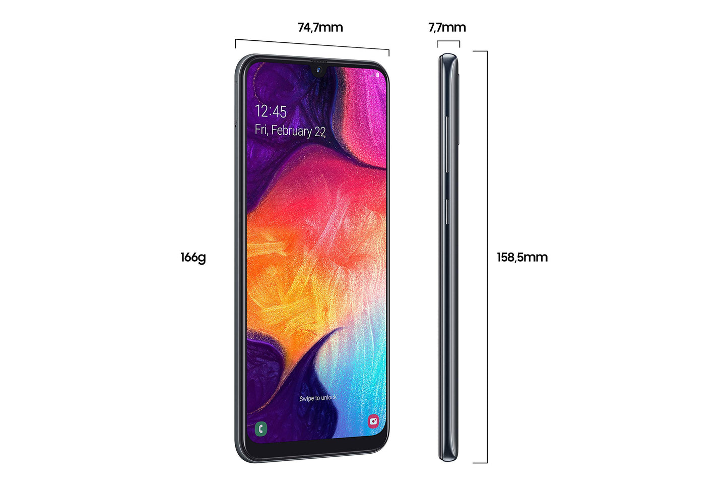 Samsung Galaxy A50 Smartphone (16,3 cm (6,4 pollici), 128 GB di memoria interna, 4 GB di RAM, colore nero, versione tedesca