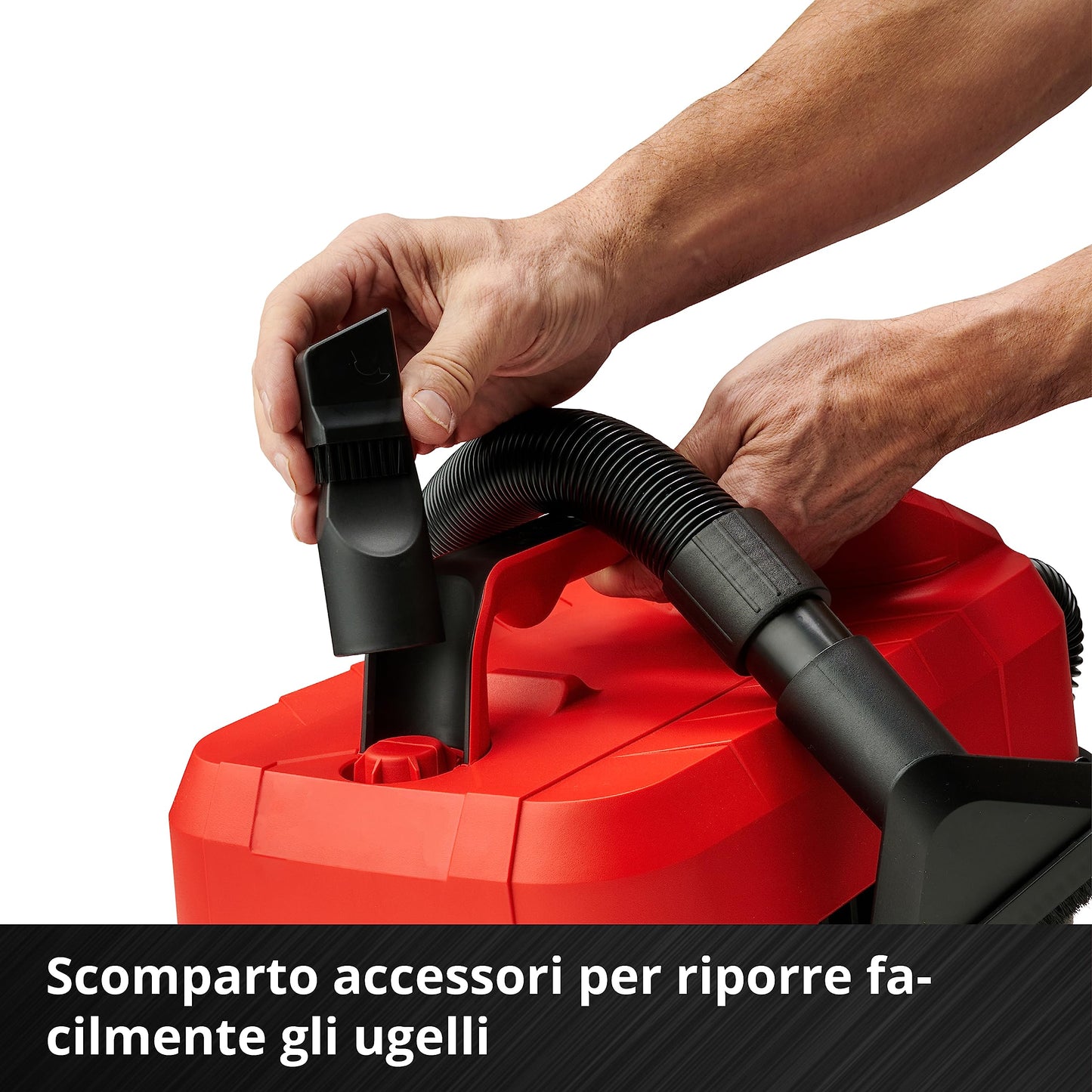 Einhell TE-VC 18/10 Li-Solo Aspirasolidi e liquidi Power X-Change (Vano 10 L, depressione 90 mbar, tubo fles. 2 m, accessoriato, senza batteria e caricabatteria)