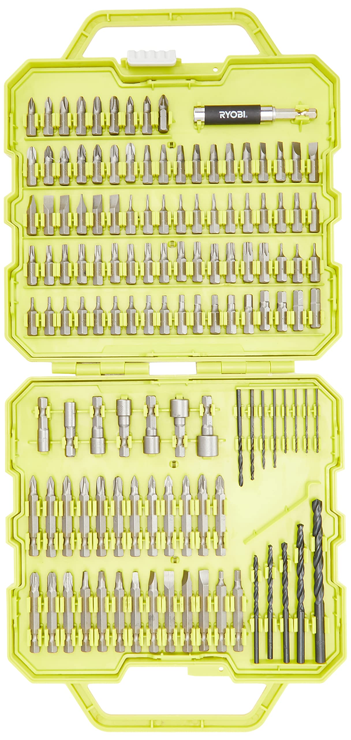 RYOBI - Valigetta con 127 accessori misti: 13 punte per metallo + 7 bussole + 81 punte 25 mm PH/PE/TX/HEX/SQ/HEX/SL + 25 punte 50 mm PH/PZ/SL/SQ + 1 portapunte - RAK127DDSD