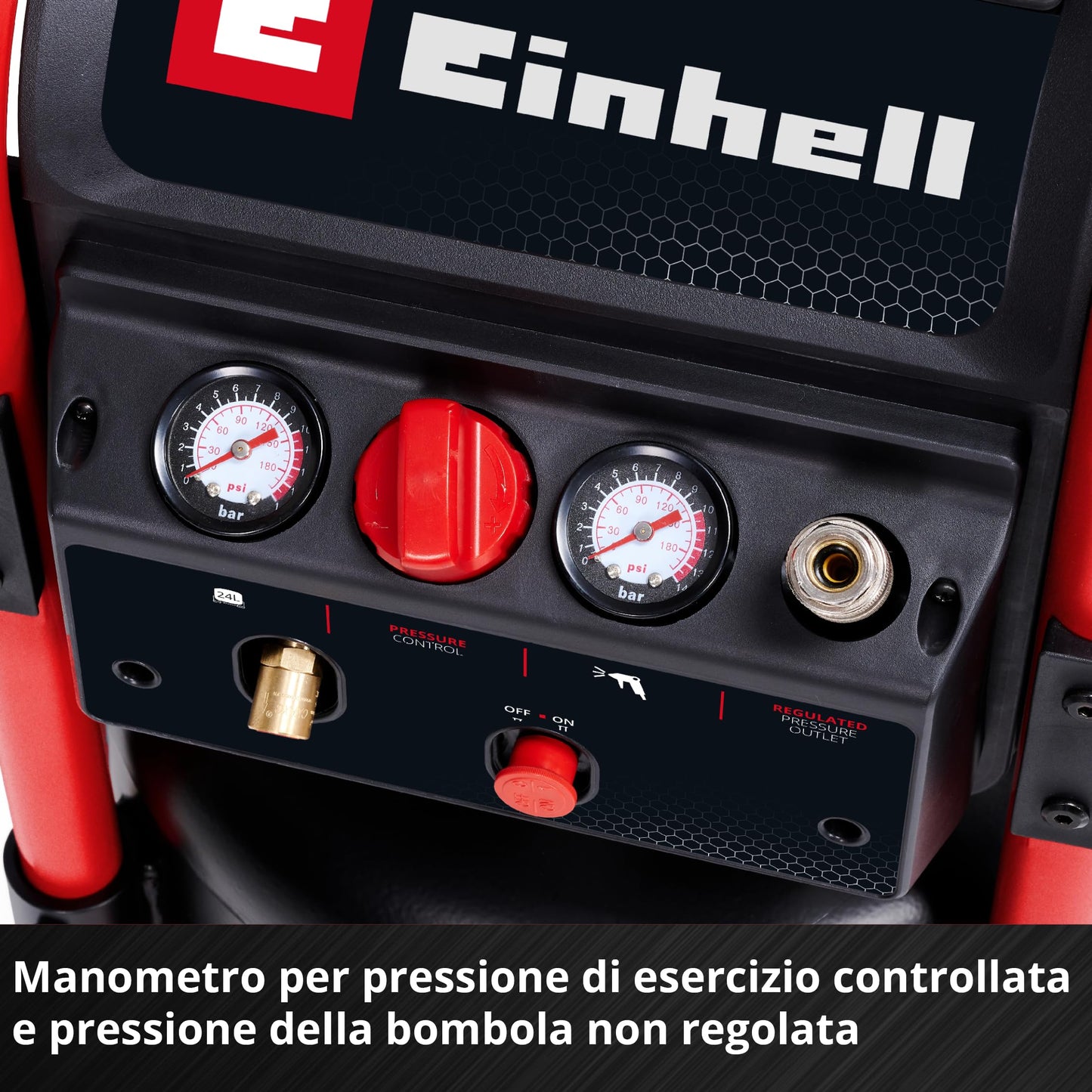 Einhell Compressore TE-AC 240/24 Silent (1500 W, max. 10 bar, serbatoio da 24 l, potenza di aspirazione 240 l/min, compressore silenziato da 70 dB, 2 manometri, riduttore di pressione)