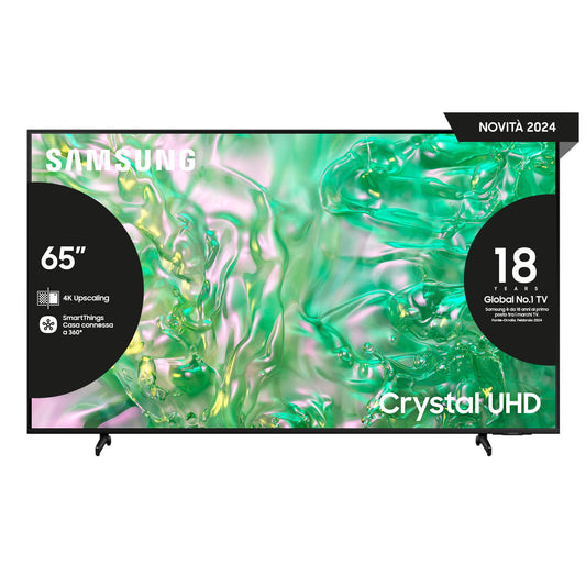 Samsung Smart TV 43" UE43DU8070UXZT, Crystal UHD 4K, 4K Upscaling, Airslim Design, DVBT-2, Q-Symphony & Adaptive Sound, Integrato con Bixby, comp con Alexa e Google Assistant, Black 2024