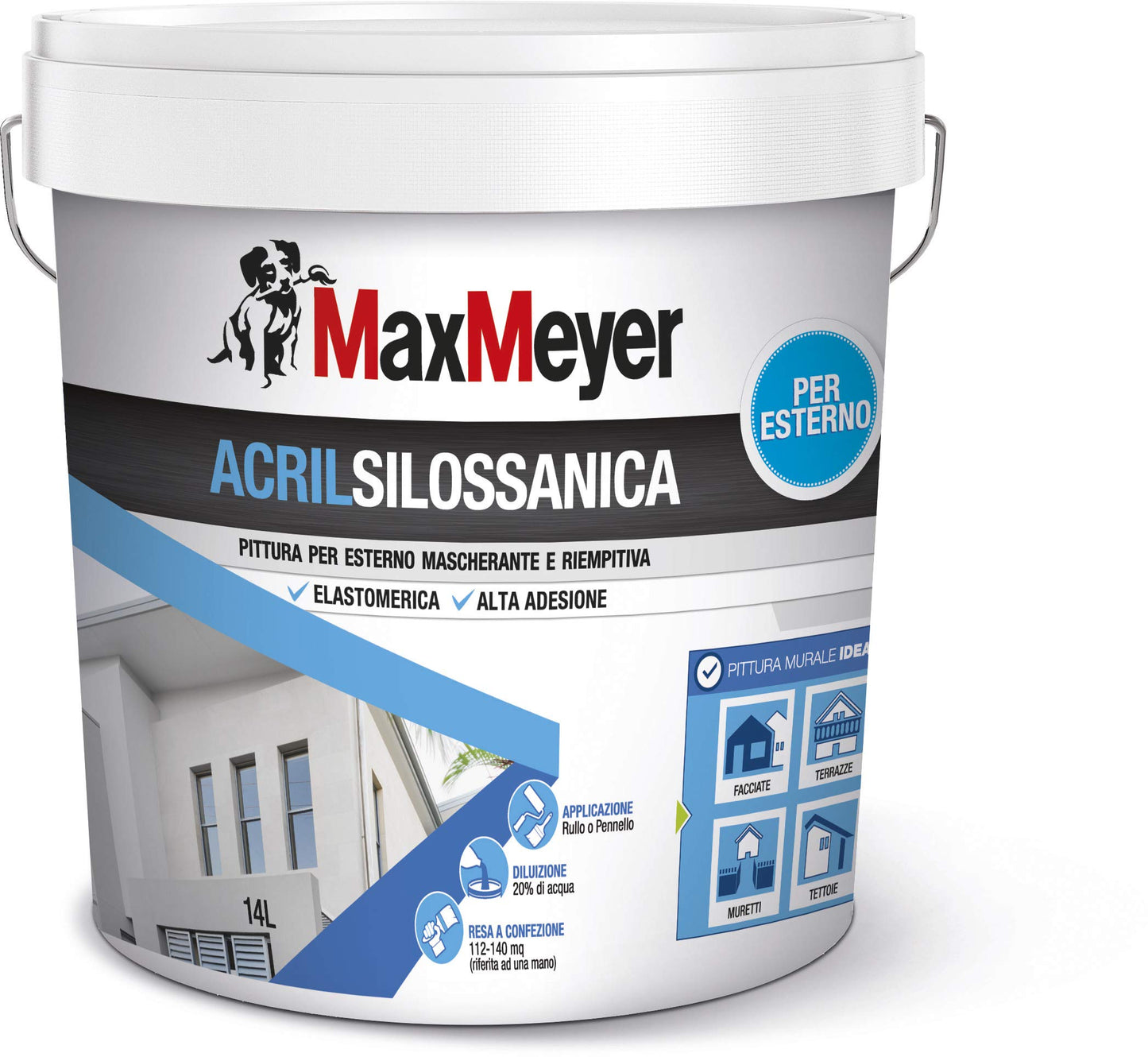 MaxMeyer Pittura per esterni Acrilsilossanica Elastomerica BIANCO 14 L